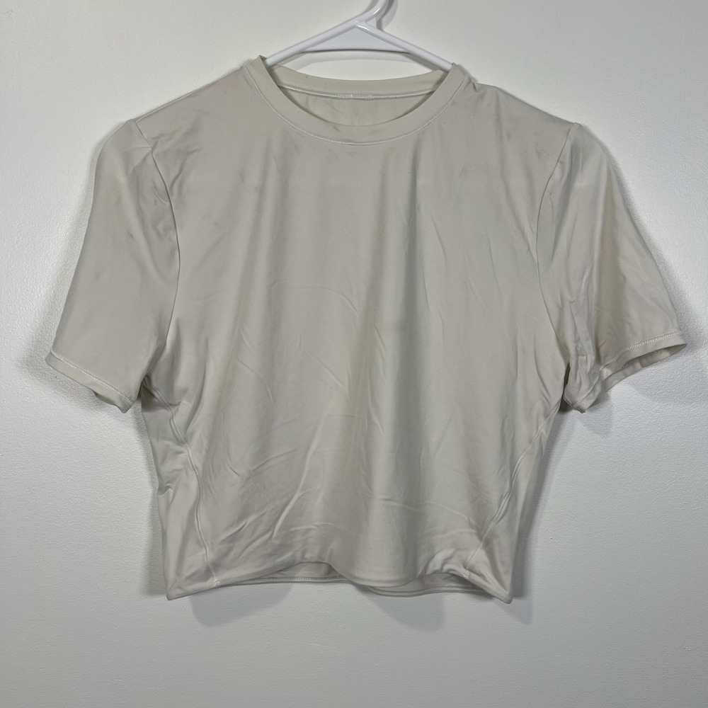 Lululemon Womens All It Takes Nulu Short Sleeve Cropped Athletic Top White S/M
